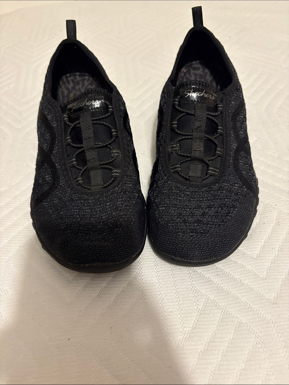 Skechers Women's Black Knit Slip-On Athletic Sneakers